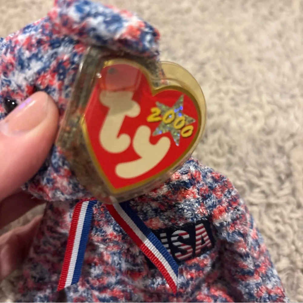 Ty Beanie Baby USA Bear Kids‎ OS Red White Blue Good Patriotic 2000 Plush Toy